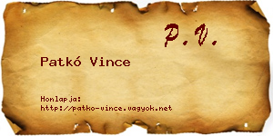 Patkó Vince névjegykártya