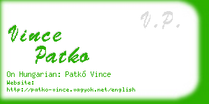 vince patko business card